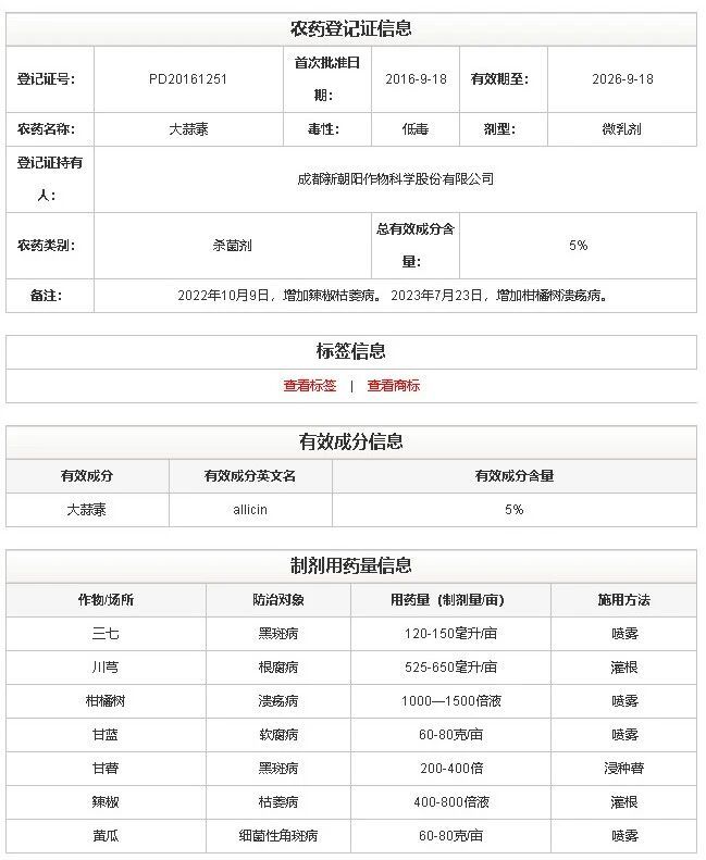 新朝陽生物農藥大蒜素、苦參堿入選重慶市2026年綠色防控重點推介目錄